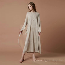 Women plus size dress cashmere ladies sweater blend backless round neck long dress for women